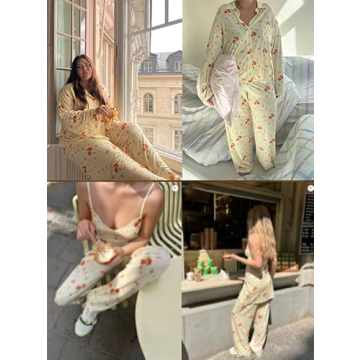 Y2K Floral Fruit Print Pajama Set Comfortable Lounge Wear