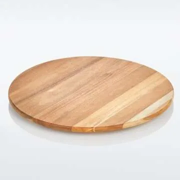 mDesign Acacia Wood Lazy Susan Turntable Spinner for Kitchen Organizing - 18" Round