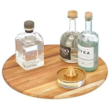 MDesign Acacia Wood Lazy Susan - 18" Kitchen Organizer