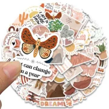 Vintage Inspirational Stickers 50Pcs, Boho Motivational Aesthetic Stickers for Women Adults Kids Teen Teachers, Retro Vinyl Waterproof Positive Decals for Laptop Water Bottles Phone Scrapbook Journal