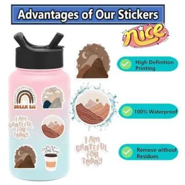 Vintage Inspirational Stickers 50Pcs, Boho Motivational Aesthetic Stickers for Women Adults Kids Teen Teachers, Retro Vinyl Waterproof Positive Decals for Laptop Water Bottles Phone Scrapbook Journal