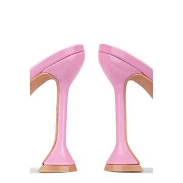 Cape Robbin Miska High Heels for Women, Transparent Strappy Open Toe Shoes Heels for Women - Pink Size 8