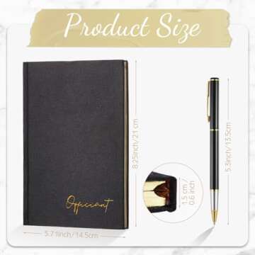 Engrowtic Wedding Officiant Book with Black Ink Pen 5.25 x 8.25 Inch Hardcover Journal Notebook with 192 Pages Officiant Gift Pastor Gift for Wedding Ceremony Sermon Minister (Black)