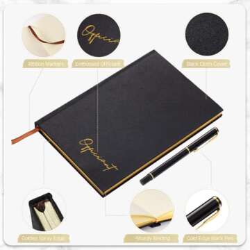 Engrowtic Wedding Officiant Book with Black Ink Pen 5.25 x 8.25 Inch Hardcover Journal Notebook with 192 Pages Officiant Gift Pastor Gift for Wedding Ceremony Sermon Minister (Black)