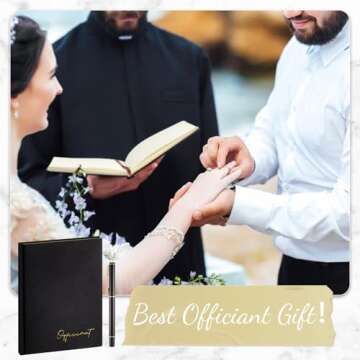 Engrowtic Wedding Officiant Book with Black Ink Pen 5.25 x 8.25 Inch Hardcover Journal Notebook with 192 Pages Officiant Gift Pastor Gift for Wedding Ceremony Sermon Minister (Black)