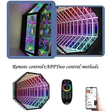 Starlips Mirror Tunnel Light LED Infinity Mirror Light with Remote Control 3D Octagon Infinity Wall Mirror Multi Color Changing Light (12in/30cm)…