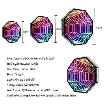 Starlips Mirror Tunnel Light LED Infinity Mirror Light with Remote Control 3D Octagon Infinity Wall Mirror Multi Color Changing Light (12in/30cm)…