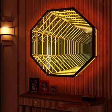 Starlips Mirror Tunnel Light LED Infinity Mirror Light with Remote Control 3D Octagon Infinity Wall Mirror Multi Color Changing Light (12in/30cm)…