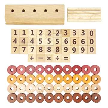Xylolin Montessori Toys for Toddlers, Wooden Math Number Blocks Counting and Manipulative Toys, Basi...