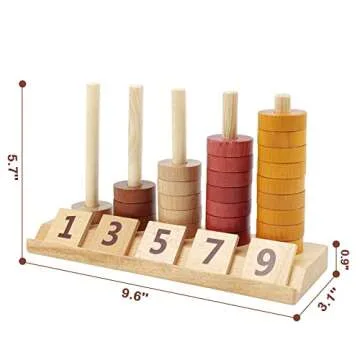 Xylolin Montessori Toys for Toddlers, Wooden Math Number Blocks Counting and Manipulative Toys, Basic Math Game Preschool Learning Educational Materials for Toddlers Kids 2 3 4 5 Years