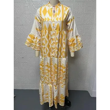 Stylish Women's Yellow Maxi Summer Dress for Beach Parties