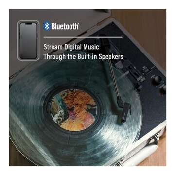 Crosley CR6019F-SA Executive Vintage Bluetooth in/Out 3-Speed Portable Suitcase Vinyl Record Player Turntable, Sand