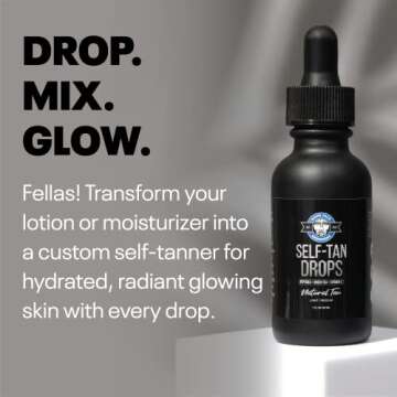 Game Face Grooming Self Tanner - Self Tanning Drops for Men | Color Correcting Self Tan Drops for Gr...