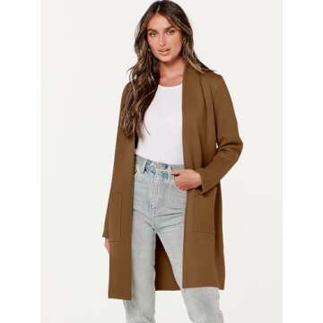 ANRABESS Cardigan Sweater for Women Casual 2025 Fall Fashion Coat Long Sleeve Open Front Knit Coatig...