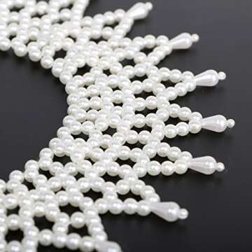 kilofly 2pc Women's White Faux Pearl Beaded False Collar Necklace Fashion Choker