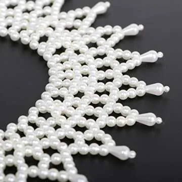 kilofly 2pc Women's White Faux Pearl Beaded False Collar Necklace Fashion Choker