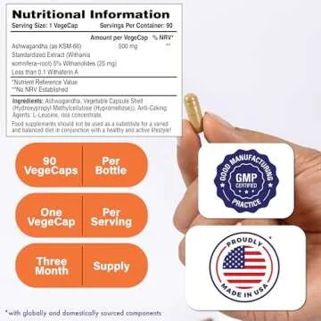 Health Thru Nutrition Ashwagandha 500mg KSM­66® 90 Capsules | Stress, Mood, Focus, & Energy | Clin...