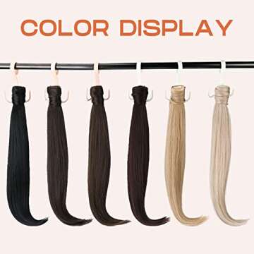 SEIKEA 20" Ponytail Extensions Clip in Wrap Around for Women 90's Styles Retro Flipped Pony Tail Straight Synthetic Hairpiece Clip on Hair Extension Color Black