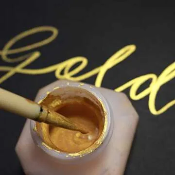 Kuretake Gold MICA Ink, for dip Pen, Brush, Artist, Non Toxic Paints, Metallic, 60ml, Ideal for Illustration, Lettering, Drawing, Writing, outlining on Bright and Dark Colored Papers
