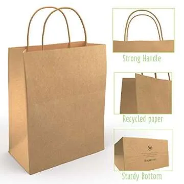 BagKraft Recyclable Brown Paper Bags for Gifts and Shopping