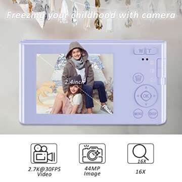 VJIANGER 4K 44MP Camera for Kids & Teens - Compact Mini