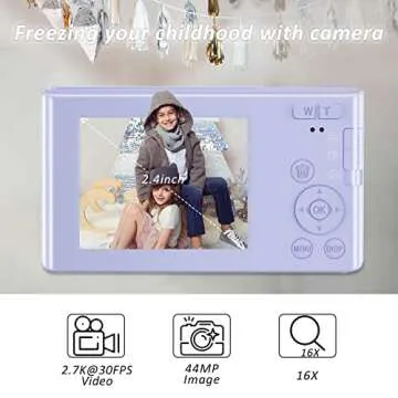 VJIANGER 4K 44MP Camera for Kids & Teens - Compact Mini