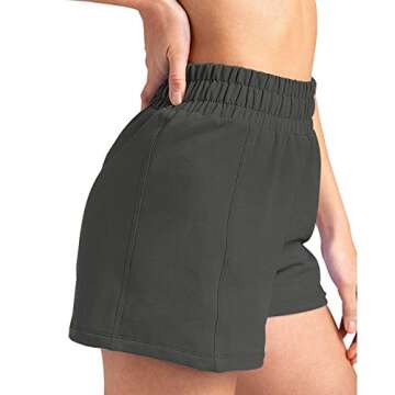 Sports Shorts for Women Running Athletic Shorts Drawstring Short with Pockets Grey S