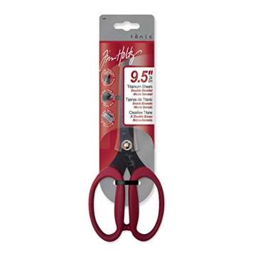Tim Holtz Scissors All Purpose - 9.5 Inch Titanium Snips with Micro Serrated Blade Edge - Non Stick Craft Tool for Cutting Paper, Fabric, and Sewing - Comfort Grip Handles