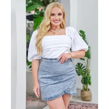 Vetinee Modern Tulip Hem Denim Skirt for Summer Style