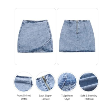 Vetinee Modern Tulip Hem Denim Skirt for Summer Style