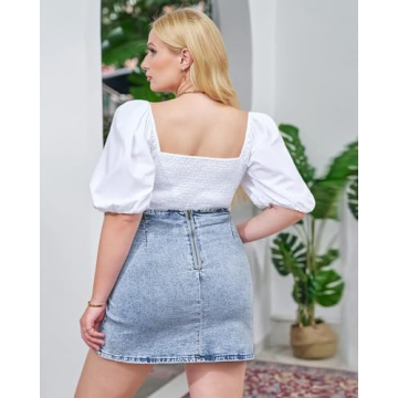 Vetinee Modern Tulip Hem Denim Skirt for Summer Style