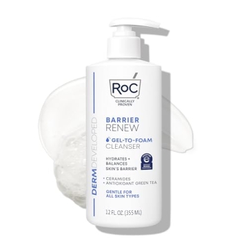 RoC Barrier Renew Gel to Foam Non-Drying Facial Cleanser for Radiant Skin, 12 oz