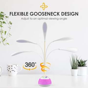 XANSO Small Desk RGB Lamp - 3 Levels Touch Control Portable Reading Light - Cordless Flexible Goosen...