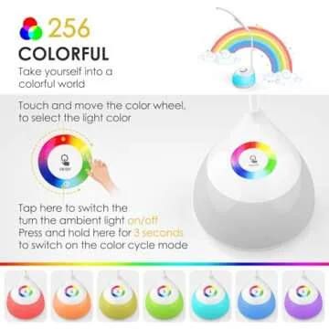 XANSO Small Desk RGB Lamp - 3 Levels Touch Control Portable Reading Light - Cordless Flexible Gooseneck Table Lamp for Room Bedside and Office