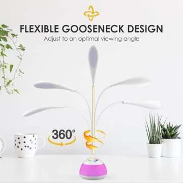 XANSO Small Desk RGB Lamp - 3 Levels Touch Control Portable Reading Light - Cordless Flexible Gooseneck Table Lamp for Room Bedside and Office