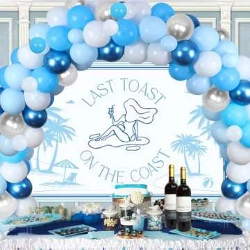 Balterever Coastal Bachelorette Decorations Last Toast on the Coast Backdrop Beach Nautical Bridal S...