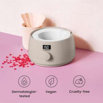 KoluaWax Premium Waxing Kit for Women - Hot Melt Hard Wax Warmer for Hair Removal, Eyebrow, Bikini, Legs, Face, Brazilian Wax - Machine, 4-Pack Beads, Accessories, Sand
