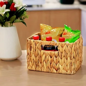 HOONEX Water Hyacinth Storage Baskets Set of 3 Stylish Organizers