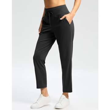 G Gradual Pants for Women High Waisted Golf Pants 2 Deep Pockets 7/8 Ankle Sweatpants for Athletic Travel Casual Lounge Work, Black, Medium