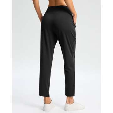 G Gradual Pants for Women High Waisted Golf Pants 2 Deep Pockets 7/8 Ankle Sweatpants for Athletic Travel Casual Lounge Work, Black, Medium