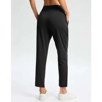 G Gradual Pants for Women High Waisted Golf Pants 2 Deep Pockets 7/8 Ankle Sweatpants for Athletic Travel Casual Lounge Work, Black, Medium