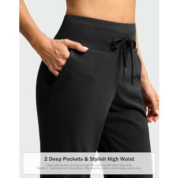 G Gradual Pants for Women High Waisted Golf Pants 2 Deep Pockets 7/8 Ankle Sweatpants for Athletic Travel Casual Lounge Work, Black, Medium