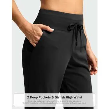 G Gradual Pants for Women High Waisted Golf Pants 2 Deep Pockets 7/8 Ankle Sweatpants for Athletic Travel Casual Lounge Work, Black, Medium