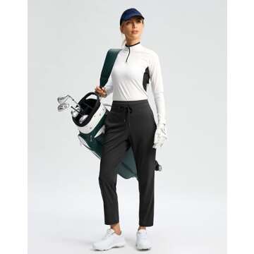 G Gradual Pants for Women High Waisted Golf Pants 2 Deep Pockets 7/8 Ankle Sweatpants for Athletic Travel Casual Lounge Work, Black, Medium