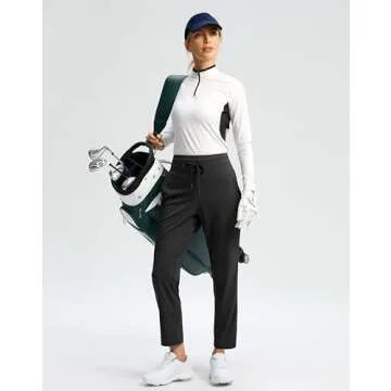 G Gradual Pants for Women High Waisted Golf Pants 2 Deep Pockets 7/8 Ankle Sweatpants for Athletic Travel Casual Lounge Work, Black, Medium