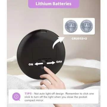 wobsion Travel Compact Mirror,Portable 1x/10x LED Makeup Mirror with Magnification,Handheld 2-Sided Pocket Mirror, 3.5in Small Mirror for Purse,Handbag,Gift,Black