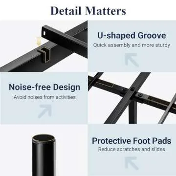 Allewie King Size Metal Platform Bed Frame with Victorian Vintage Headboard and Footboard/Mattress Foundation/Under Bed Storage/No Box Spring Needed/Noise-Free/Easy Assembly, Black