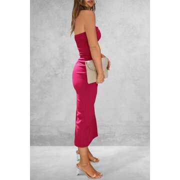 PRETTYGARDEN Women's Summer Bodycon Maxi Tube Dress Ribbed Strapless Side Slit Long Going Out Casual...