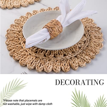 Laquedecraft 13.8" Round Corn Husk Placemats Set