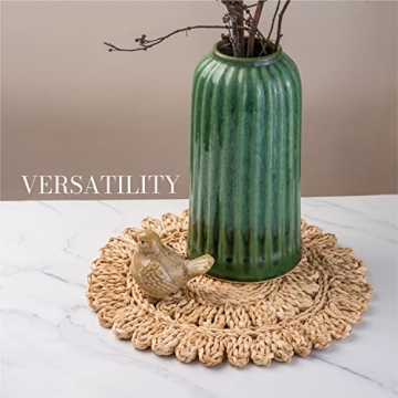 Laquedecraft 13.8" Round Corn Husk Placemats Set